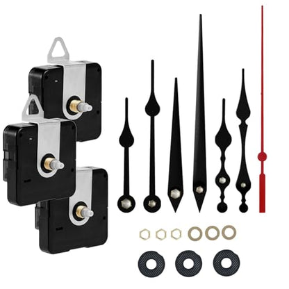 Roymnie 3Pcs Clock Mechanism Replacement Kit Battery Operated Silent - size: 12mm+16mm+23mm