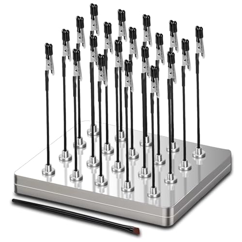 Magnetic Helping Hands for Soldering with 20 Flexible Magnetic Clips - All-in-One Steel Box Station with Brush, Ideal as a Model Painting Stand, Soldering, PCB, and Crafts (Silver) - color: Silver, size: L