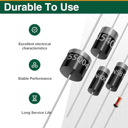 240PCS Diode Assortment Kit, 20 Values Rectifier & Schottky Diodes - size: 20 Values 240Pcs
