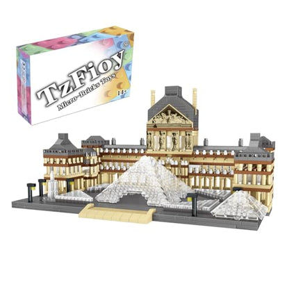 Louvre Museum Paris Micro Brick Building Set (3377 Pieces) – Landmark Model Educational Toy Gift for Kids and Adults - color: Louvre