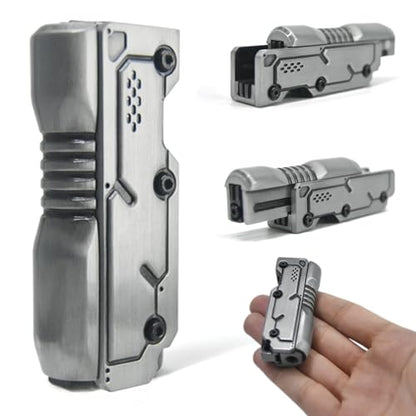SKEDC Machine Soul Fidget Toy for Adults, Metal Fidget Slider Fidget Clicker Toy, Simulated Loading & Ratchet Play Stress Relief Toy ADHD Tools Cool Gadgets for Men (Silver) - color: Silver