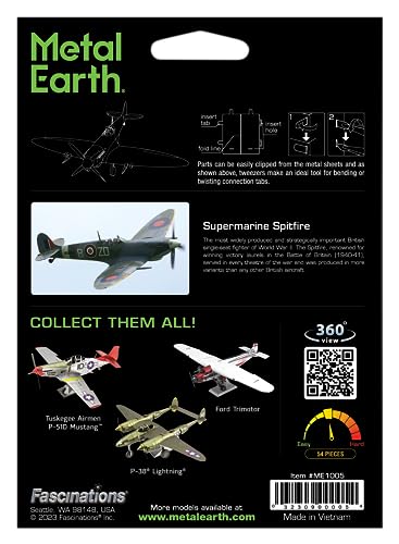 Metal Earth Supermarine Spitfire Color 3D Metal Model Kit Fascinations - style: Retro" or "Classic