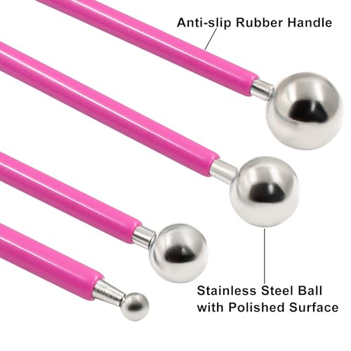 Cake Decorating Metal Ball, Red, Set of 4 - color: Red