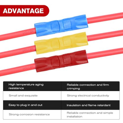 Nilight 200PCS Electrical Butt Connectors AWG 22-10 - color: 200PCS Insulated Butt Connectors