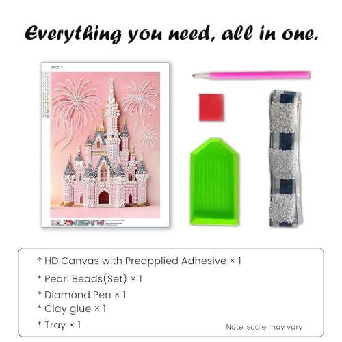 SuuTang 5D Castle Diamond Pearl Art Painting Kits for Adults,13.8x17.8 inch - color: CASTLE 01