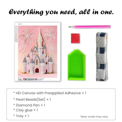 SuuTang 5D Castle Diamond Pearl Art Painting Kits for Adults,13.8x17.8 inch - color: CASTLE 01