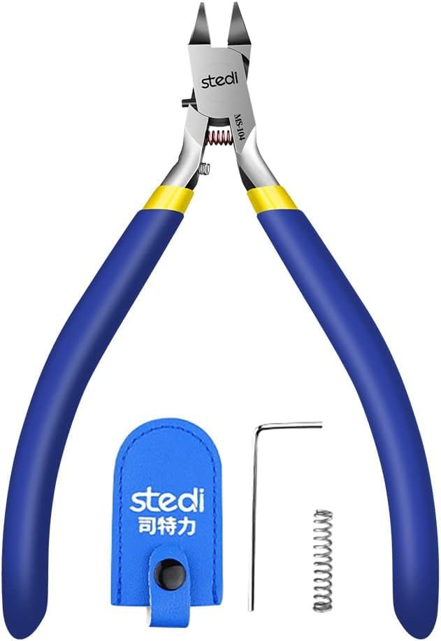 stedi 4.7-inch Model Nipper, with Ultra-thin Single-edge and Blade Case Plastic Model Tools for Gundam Repairing Plastic Model and Fixing，Blue - style: Single-edged (Blue_for Beginners)