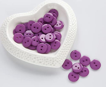 200pcs 5/8 Inch(15mm) Purple Buttons 2 Holes Resin Button for Sewing and DIY Crafts - color: Purple