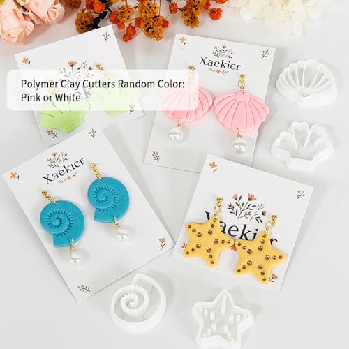 Xaekicr 4PCS Ocean Theme Polymer Clay Cutters Set – Starfish Seashell Clay Earring Cutters – Clay Tools for Polymer Clay Jewelry Making, Beach DIY Crafts Supplies - color: O color