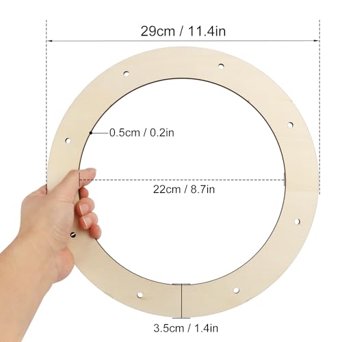 12 PCS 12 Inch Wooden Wreath Ring with Pre-Cut Holes, Versatile Unfinished Wood Wreath for Crafts, Easter, Home Decor, by GNIEMCKIN