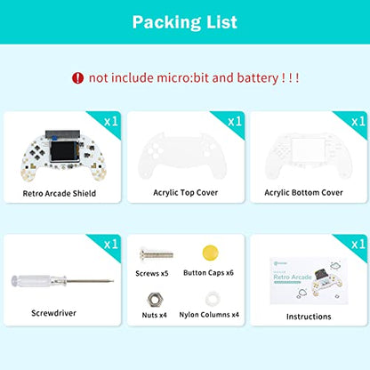 ELECFREAKS microbit Retro Makecode Arcade for STEM Education, Micro:bit Joystick Programming Learning Machine Supports Remote Control and Creat Games(Without Micro:bit) - size: 13.79cm x 8.13cm