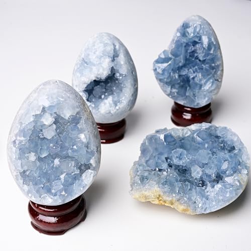 400-600g Natural Celestine Cluster, Blue Crystal Geode Cave,Geode Decor,Home Office Decoration, Crystal Healing, Feng Shui Decoration, Spiritual Balance,1Pc