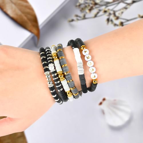 3079pcs 6mm Black Gradient Polymer Clay Round Loose Beads for Bracelets Making