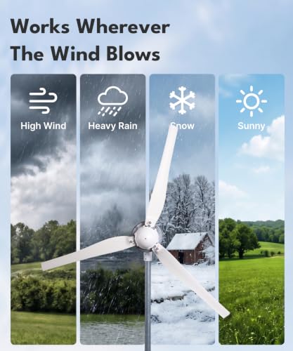 Automaxx Windmill 1500W 48V 60A Wind Turbine Generator kit. Includes MPPT Controller with App Control, Automatic and Manual Braking Features, and Spare Blades Set. Simple DIY Installation