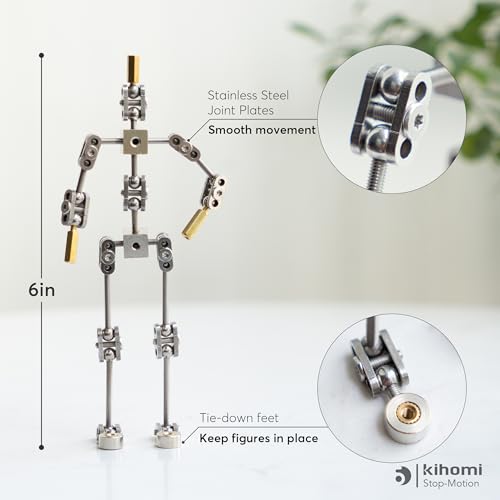 Studio Stop Motion Armature Kit - Feet Tie Down DIY Metal Puppet Figure Skeletons Easy Assembly for Animation Character Design & Creative Fun, Perfect for Stop Motion Animation (Silver, 6in) - size: 6in