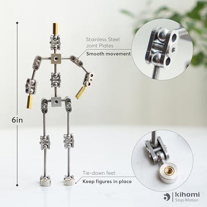 Studio Stop Motion Armature Kit - Feet Tie Down DIY Metal Puppet Figure Skeletons Easy Assembly for Animation Character Design & Creative Fun, Perfect for Stop Motion Animation (Silver, 6in) - size: 6in