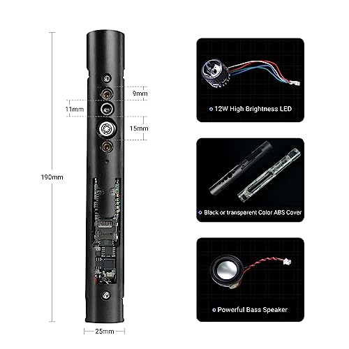 DAMIENSABER Upgrade RGB3.0 16 Sound Fonts Inner Core DIY Light Saber Electronics Kit Soundboard Infinite Color Smooth Swing Motion Control Kit Build Your Own Light Saber(Round Hole)