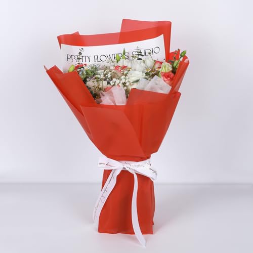 FUHITIM 20 Sheets Flower Wrapping Paper (Misty Red) - color: Misty Red