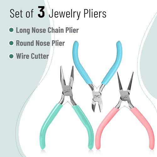 Mr. Pen- Pliers for Jewelry Making, 3 Pack, Chain Nose - color: Pastel 2