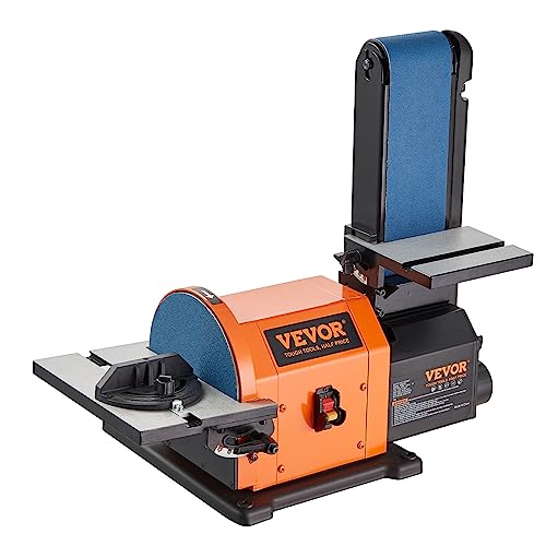 VEVOR Professional 4 x 36 in. Belt Sander with 8" Disc Sander, 5A Induction Motor Cast Aluminum Worktable for Woodworking, Metalworking - size: 8" Disc & 4" x 36" Belt Sander Combo