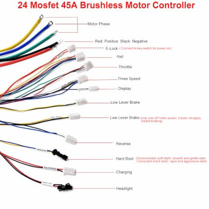 Electric Scooter Motor Kit 48V 2000W DC Brushless Controller 45A,Throttle - size: 48V 2000W, style: High Current Controller Kit