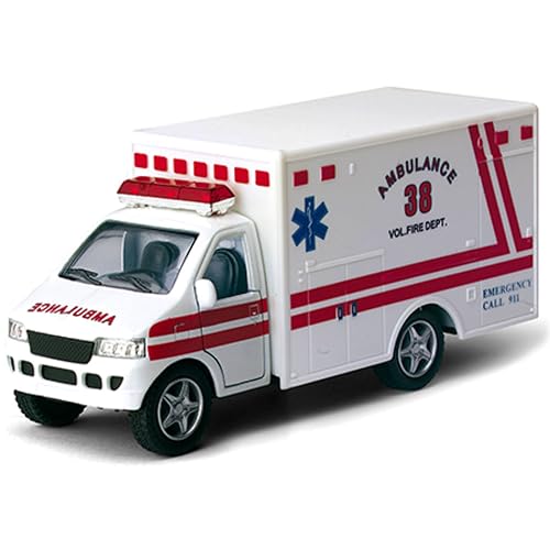 KiNSMART Rescue Team Ambulance 5" Die Cast Metal Cabin w/Pullback Action - color: White