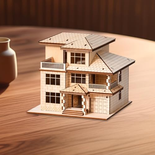 Building Models Wooden Model Kit Puzzle DIY Assembly Creative Miniature Villa Ornament Solid Wood Brain Training Suitable for Birthday Gift, 3 Tier - size: 3 Tier