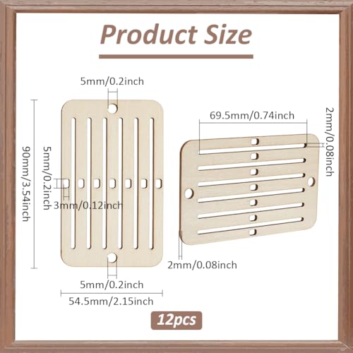 PH PandaHall 12PCS Wooden Weaving Heddle Loom Weaving Tools for Loom, Mini Heddle Loom Backstrap Weaving Loom Darning Loom Scarf Weaving Loom for Bracelet Bag Belt Strap Beginners Moccasin Color - color: Moccasin