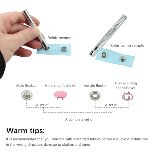 240 Sets Snaps Buttons Fastener kit Hollow Steel Prong Snaps Buttons with Pliers Press Tool for DIY Crafts Clothes Hats Bags Sewing (Hollow & Solid) - style: 240 Sets (Hollow & Solid)