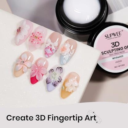 3D Nail Sculpting Gel for Nails Art, White, Solid, Non-Sticky Hard - color: White