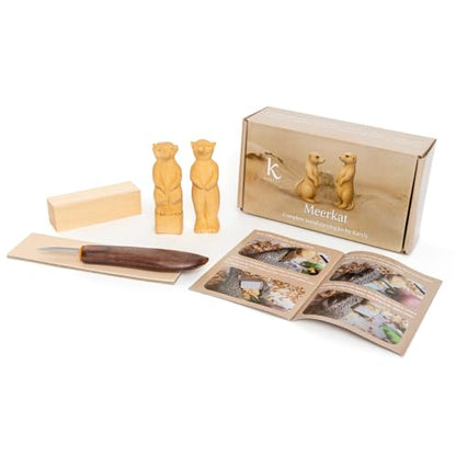 KARVLY Wood Carving Kit for Beginners Adults - 10-Piece Whittling Kit with Stainless Steel Knife, Basswood Blocks, Leather Strop & QR Video Tutorial
