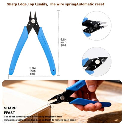 DIY Model Tools Kit 6Pcs Hobby Building Tools kit Plier Sets with Needle-Nose Pliers,Wire Cutters/side pliers,adhesive,3 tweezers for Model Building Repairing and Fixing DIY Craft Kit with Plastic Box
