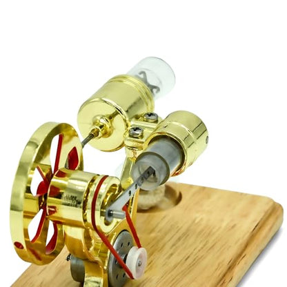 NIKOLATOY Stirling Engine Model Kit, Single Cylinder Heat Engine Motor with Alcohol Burner, Desktop Physics Experiment Engine, Mechanical Engineering Desk Toy & Scientific Display Model - color: Single Cylinder