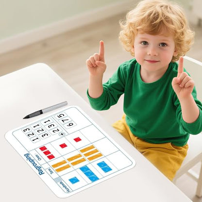24Pcs Place Value Double Sided Cardboard for Students Dry Erase Sheets Billions to Decimal Numbers Whiteboard Math Regroups Manipulatives Supplies for Teacher Teaching Tool Portable Learning 12" x 9" - style: Math Regroup & Place Value