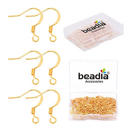 BEADIA 18K Gold Plated Earring Hooks 16x16mm 100pcs for Jewelry Making Findings - size: Hooks 6# 16x16mm
