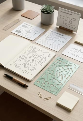 Printtoo Arrow Drawing Template Stencil 1 PCS, All Purpose Template Tool for Wood Burning, Bullet Journaling, Geometry Drawing, Painting, Technical Template - color: Series-PRTD-2841A