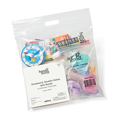 hand2mind Extended Manipulatives at Home Kit for Ages 8+, Math Manipulatives, Advanced Number Line Clock, AngLegs, Place Value Disks, Rainbow Fraction Tiles, Homeschool Curriculum Must Haves