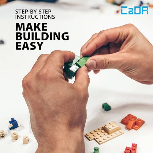 CADA Bricks Front Loader Tractor Building Kit – 403 Pieces Mini Engineering Loader Construction Set with Articulated Steering and Moving Bucket - color: Front Loader