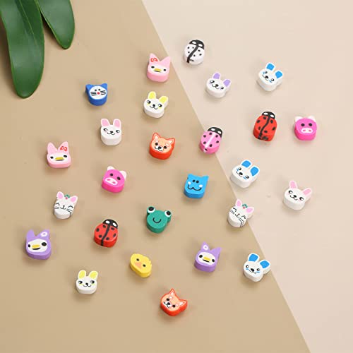 100pcs Animal Polymer Clay Spacer Beads for Women Jewelry Making DIY Bracelet Necklace Earrings Accessories (Animal) - color: Animal