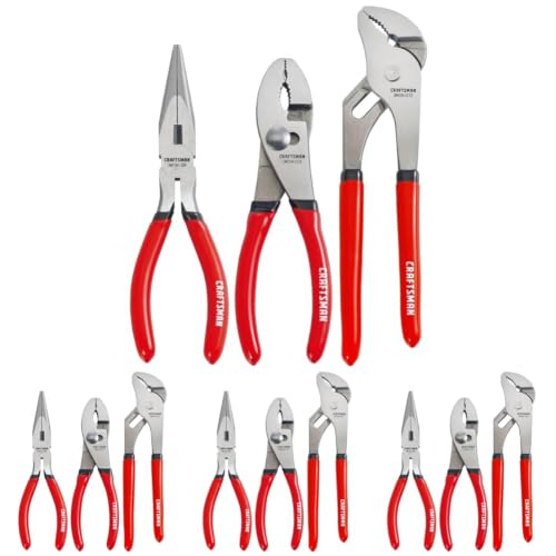 CRAFTSMAN Pliers Set, 3 Piece Set, Long Nose, Slip Joint, 8 Inch Groove (CMHT84103R) (Pack of 4) - size: (Pack of 4)