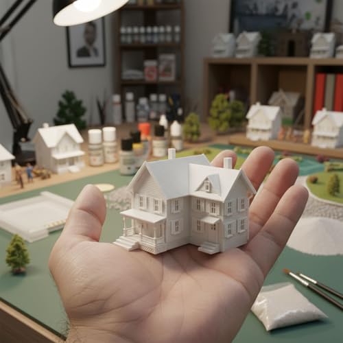 N Scale Model Blank Buidlings Kit Unassembled House for Model Train Layout Diorama JZN5885JJ (Two-story-1PC) - style: Two-story-1PC