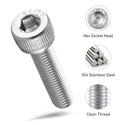 516PCS M4 Screws Assortment Kit, 304 Stainless Steel 18-8 Hex Socket Head Cap Screws Bolts Nuts and Washers Set, M4 x 6/8/10/12/16/20/25mm, for 3D Printer - size: SS M4 516PCS Socket Cap