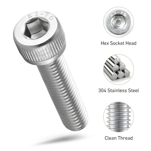 750PCS M3 Screws Assortment Kit, 304 Stainless Steel 18-8 Hex Socket Head Cap Screws Bolts Nuts and Washers Set, M3 x 6/8/10/12/16/20/25/30mm, for 3D Printer - size: SS M3 750PCS Socket Cap