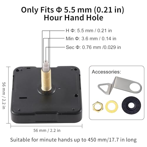 EMOON 2-Pack Quartz Clock Movement Replacement, Battery Operated Silent Clock Mechanism Kit for DIY Wall Clock Repair & Custom Clocks, Total Shaft Length 23 mm*2 - size: Total Shaft Length 23 MM*2