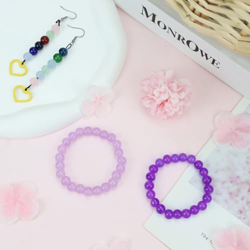 500Pcs Purple Round Glass Beads 8mm for Bracelets and DIY Crafts - color: Purple, size: 8mm 500pcs