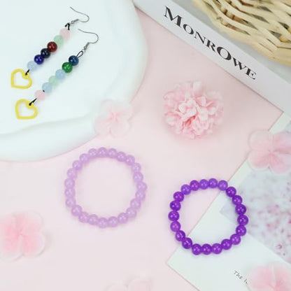 500Pcs Purple Round Glass Beads 8mm for Bracelets and DIY Crafts - color: Purple, size: 8mm 500pcs
