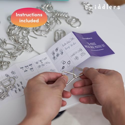 THE TWIDDLERS 36 Metal Brain Teaser Puzzles for Kids & Adults with Solving Guide (4 Levels) Disentanglement Mind Teaser Puzzles - Party Favor, Educational Gift