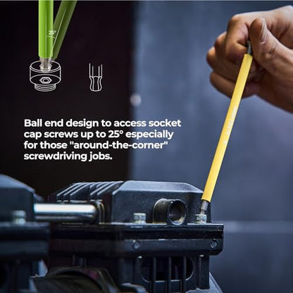 toolant Metric Allen Wrenches Sets 9pcs, Extra Long Arm Allen Key Set with Ball End, Crafted Hex Key Set with Color Coded Sleeves, Unique Patented Holder Design for Magnetizing and Demagnetizing - size: 9PCS (Metric)