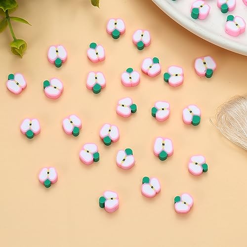 100pcs Apple Polymer Clay Spacer Beads for Women Jewelry Making DIY Bracelet Necklace Hair Clip Accessories (Apple) - color: Apple