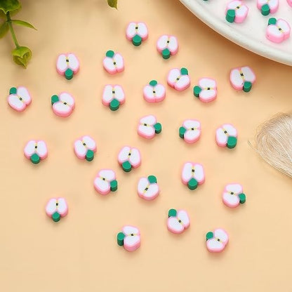 100pcs Apple Polymer Clay Spacer Beads for Women Jewelry Making DIY Bracelet Necklace Hair Clip Accessories (Apple) - color: Apple